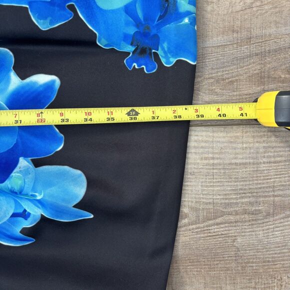 Calvin Klein Blue Black Sleeveless Floral Fit & Flare Cocktail Dress Sz 8 Spring - Picture 11 of 11